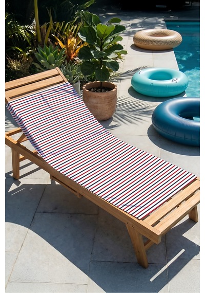 Çizgili Marine Plaj Havlusu - Lacivert Kırmızı Beyaz Nautical Modern Hızlı Kuruyan Mikrofiber Havlu Eski Mercan