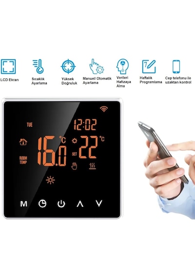 Smart 220v 16A Cep Telefonu Kontrollü Akıllı Termostat