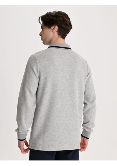 Erkek Trend Arma Detaylı Polo Gri Melanj