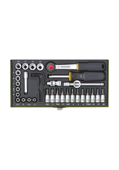 Proxxon 23080 1/4 Cırcır Kollu 36 Parçalı Lokma Ve Bits Takımı