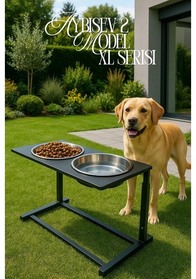 Reyo Ok-ay Store Aybisev 2 Model Xl Büyük Irk Köpekler İçin Yüksekliği Ayarlanabilir Mama Su Standı Siyah