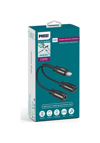 Phixi Basic CA115 Ligthning To Lightning Ve 3.5 MM Jack Çevirici Kablo-241