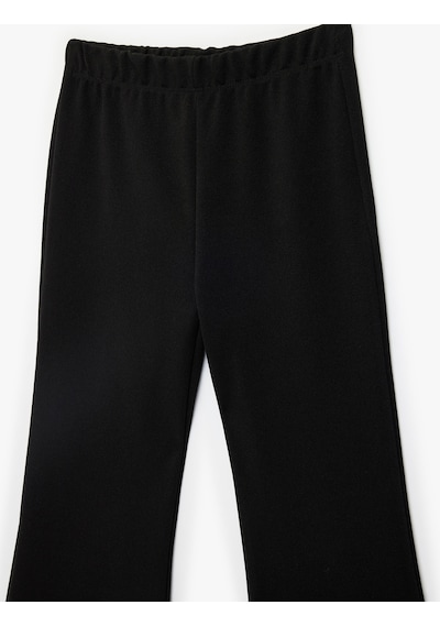 Koton Yırtmaç Detaylı Slim Fit İspanyol Paça Tayt Siyah 6skg40009ak Siyah