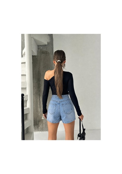 Bluemarlin Buz Kar Yan Kılçık İşlemli Kısa/mini Denim/kot Şort Buz Kar