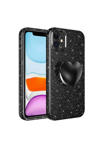 Zore İphone 11 Uyumlu Kamera Korumalı Simli Pop Soketli Lüks Ogaa Koton Soketli Kılıf-siyah