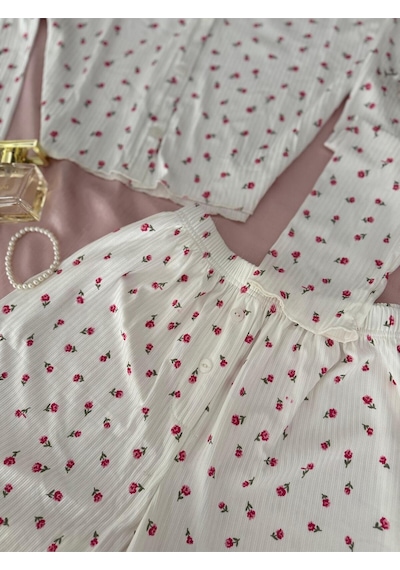 Mh Moony Homewears Arrow Crop Üst Şort Alt Pijama Takımı Ekrum