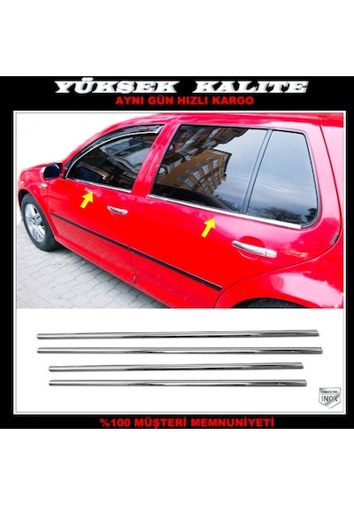 Vw Golf 4 Krom Cam Çıtası 4 Prç. 1998-2004 P.   Çelik