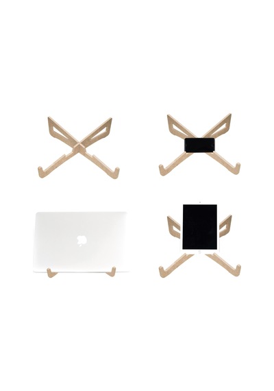 Ahşap Laptop Notebook ve Tablet Telefon Standı Yükseltici Altlık Naturel