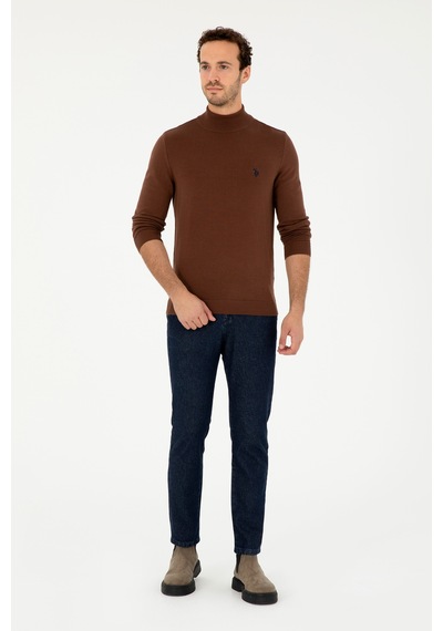 U.S. Polo Assn. Erkek Slim Fit Yarım Boğazlı Kahverengi Basic Kazak 50293499-VR029 U.S. Polo Assn. Erkek Slim Fit Yarım Boğazlı Kahverengi Basic Kazak 50293499-VR029