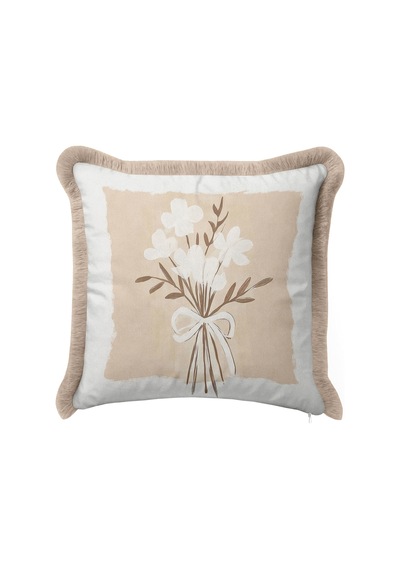 Çiçek Buketi Modern Saçaklı Yastık Kılıfı - Natürel Floral Bej Krem Vizon Püsküllü Kırlent Kılıfı Kadim Atlas Saten Çiçek Buketi Modern Saçaklı Yastık Kılıfı - Natürel Floral Bej Krem Vizon Püsküllü Kırlent Kılıfı Kadim Atlas Saten