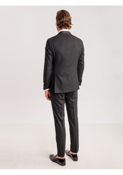 Dufy Siyah Erkek Modern Fit Mono Yaka Smokin Takım-61300 Siyah