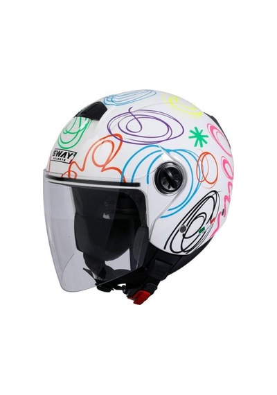 715 Kask Whıte Flower Ayna Vizörlü Beyaz