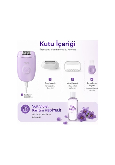 Philips Epilatör Series 2000 Bre237/05 Kablolu Epilatör + Voilet 100 Ml Kadın Parfüm Hediyeli