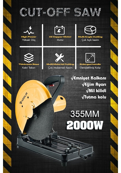 Assur ASR619 2000W 55MM Profil Metal Kesme Sarı