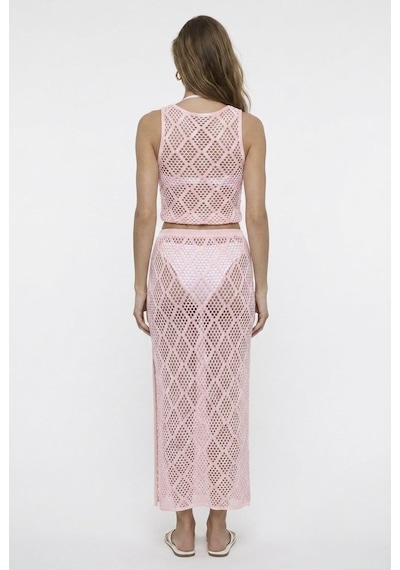 Neden Tekstil Dantel Görünümlü Ajurlu Beachwear Crop Top Ve Yırtmaçlı Uzun Etek Triko Takım - Açık Pembe Neden Tekstil Dantel Görünümlü Ajurlu Beachwear Crop Top Ve Yırtmaçlı Uzun Etek Triko Takım - Açık Pembe