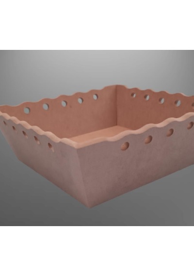 Hobi Dekoratif Model Ekmek Sepeti Dalgalı Kenar Oymalı HAM MDF Ahşap EL Yapımı ham