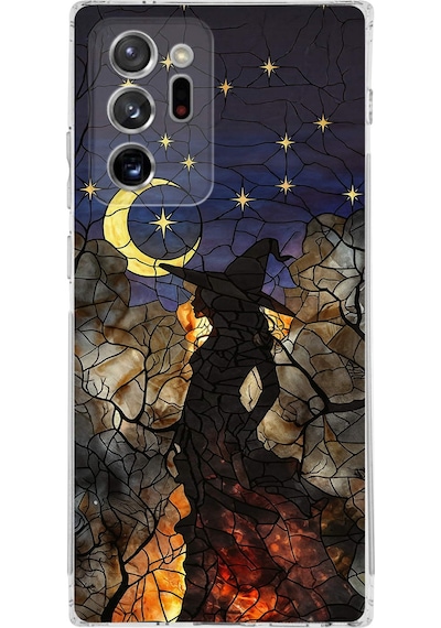 Printify Samsung Galaxy Note 20 Ultra İle Uyumlu Vitray Cadı Saati Tasarımlı Şeffaf Silikon Kılıf Şeffaf