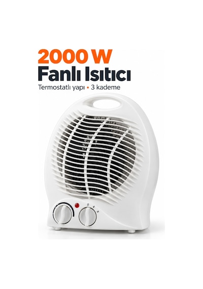 Termostat Ve Kademe Ayarlı Beyaz Fanlı Isıtıcı Standart