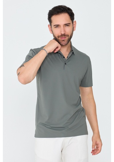 Yeşil Üç Düğmeli Erkek Polo Yaka Tişört Green