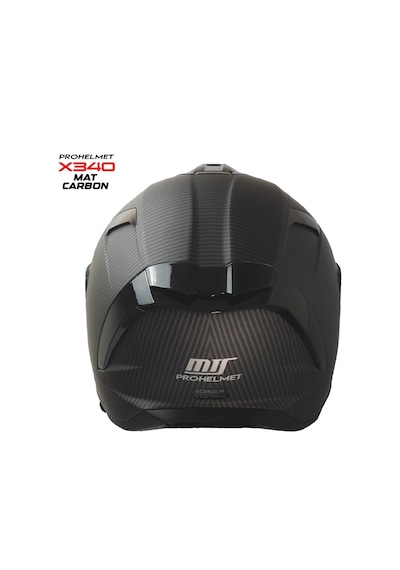 X340 Mat Carbon Kapalı Model Kask Siyah Camlı+güneş Vizörlü Mat Siyah Carbon