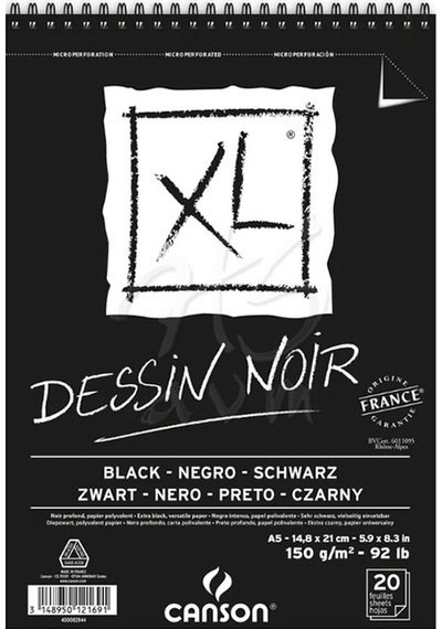 Canson Xl Dessin Noir Siyah Çizim Bloğu 150G A5