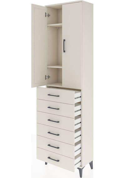 Arges Dolap 3 Raflı 6 Çekmeceli 2 Kapaklı 60x30x221 Aytaşı-ay... Aytaşı