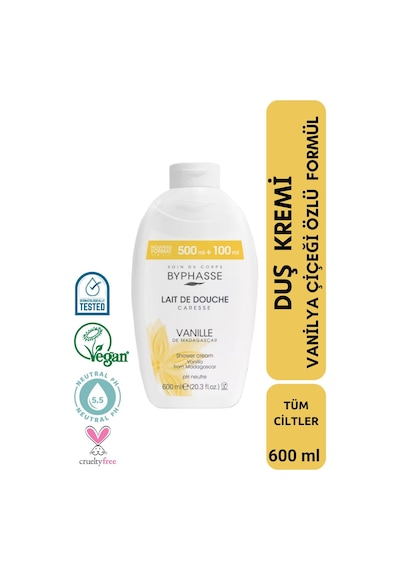 Byphasse Caresse Vanilya Çiçeği Özlü Kremli Duş Jeli 600 ML