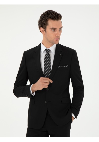 Cacharel Siyah Slim Fit Klasik Takım Elbise