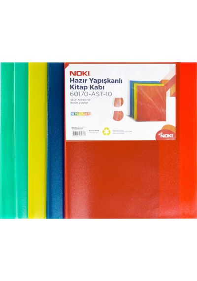 Noki Hazır Yapışkanlı Kitap Kabı 10'lu Karışık Renkler 60170-ast-10