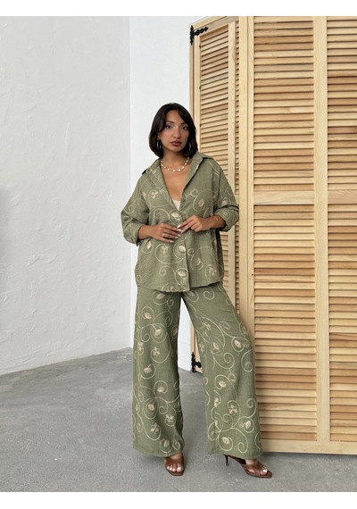Verymoda Nakışlı Pantolon F1900 Haki Dsn2