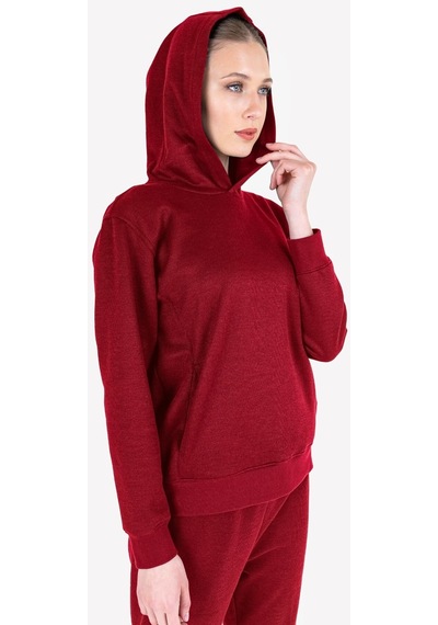 Lescon Kırmızı Kadın Kapüşonlu Sweatshirt 23n-2105