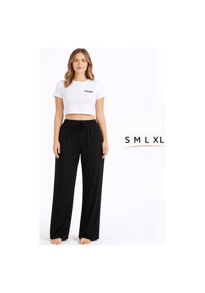 Viskon Pamuklu Kadın Siyah Pijama Pantolon - Mg002 - Mudanis