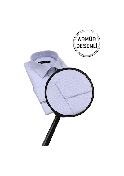 Dicotto Lila Armür Desenli Rahat Kesim Uzun Kol Erkek Gömlek Tek Cepli Klasik Regular Fit 001