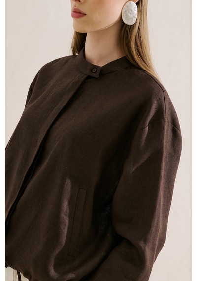 Manuka Keten Bomber Tarz Gömlek Acıkahve Ss26gml00021-23.6552