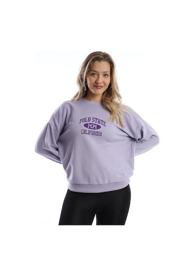 Kadın Polo State Baskılı 3 İplik Sweat Lila