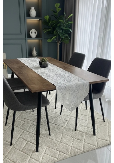 Çağla Gümüş Runner 40 X 140 Cm 1514 Gümüş