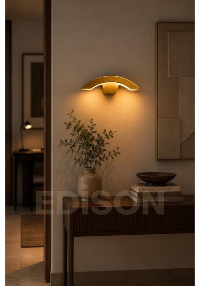 Tr Dekoratif Gold Yarım Ay Led Aplik, Modern Tasarım, İç Ve Dış Mekan Duvar Aydınlatması Genel