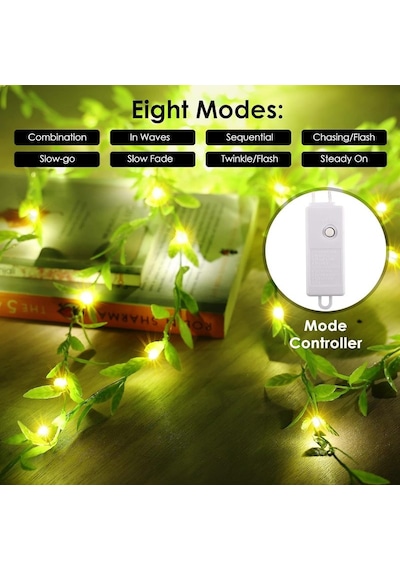 Vıp Kalite Salkım Yaprak Led Işık Gün Işığı Led Salkım Sarmaşık Led Işık 3x1 Metre 180 Led Modlu Gün Işığı
