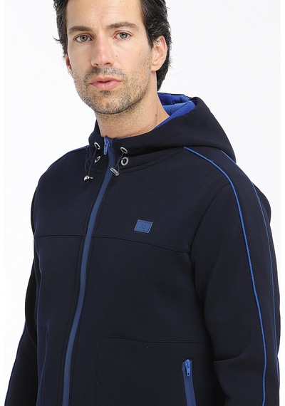 Ramsey Lacivert Kapüşonlu Düz Sweatshirt