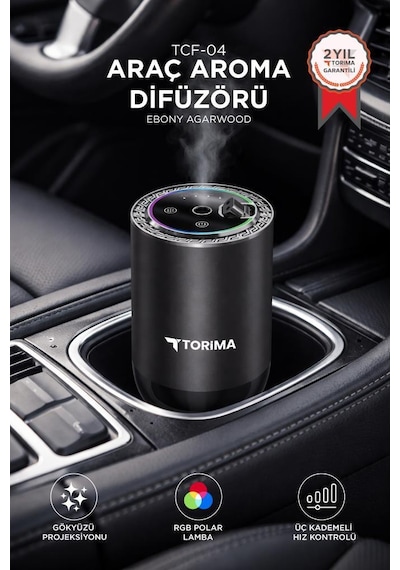 Araç İçi Aroma Difüzörü Hava Nemlendirici Rgb Işıklı Şarjlı Oda Ve Araba Kokusu Tcf04 Ebony Agarwood