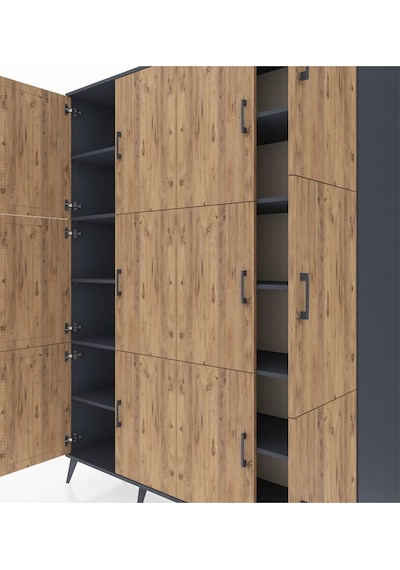 Hyperion Gardrop 10 Raflı 12 Kapaklı 176x44x221 Antrasit-çam/antrasit Çam/antrasit Hyperion Gardrop 10 Raflı 12 Kapaklı 176x44x221 Antrasit-çam/antrasit Çam/antrasit