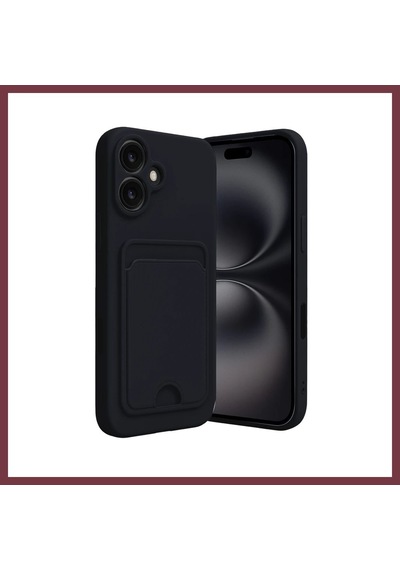 Storeşahin Apple Uyumlu iPhone 16 Kılıf Kelvin Kartvizitli Silikon - Siyah Shn0720