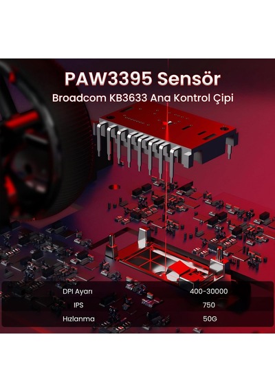 Sc900 Max Paw3950 Sensör 30000 Dpı 8000hz Kablolu Ve Kablosuz Gaming Oyuncu Mouse Kırmızı