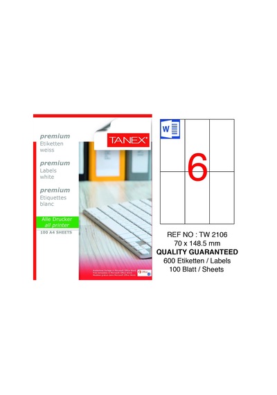 Tanex Tw-2106 70x148,5mm 100 Lü Lazer Etiketi