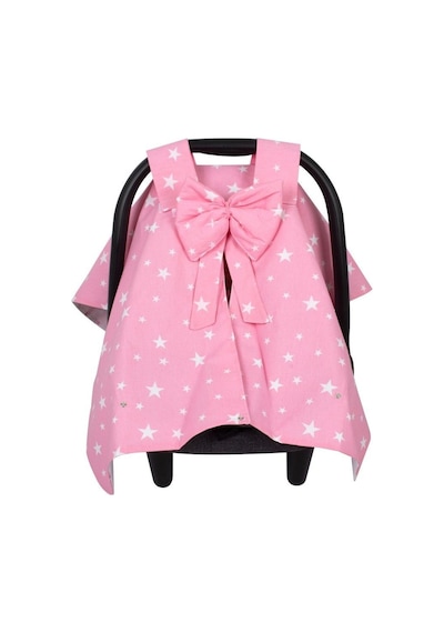 Sevi Bebe Fiyonklu Ana Kucağı Örtüsü Art-204 Pembe Yıldız-9084337367143