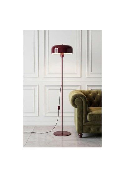 Bordo Renk Modern Disk Zemin Lambası İle Şık Aydınlatma Açık Gri