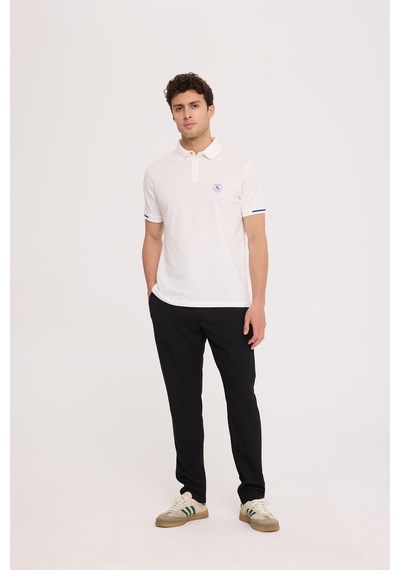 Summer Polo Kırık Beyaz Basıc Polo Yaka Tişört Kırık Beyaz