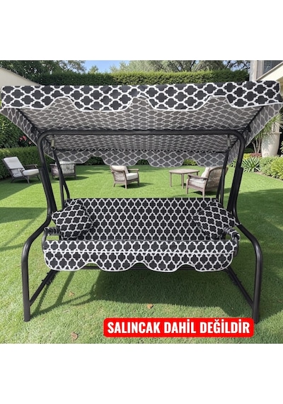 3 Kişilik Salıncak Lüks Kılıf Seti 10cm Süngerli Karaçatı Desen Çok Renkli