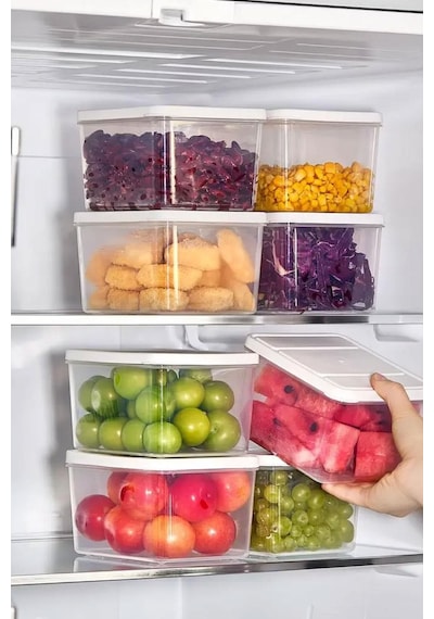 Selka Home 8 Adet  Derin 1 Lt. Nora Organizer Buzdolabı Buzluk Düzenleyici Saklama Kabı