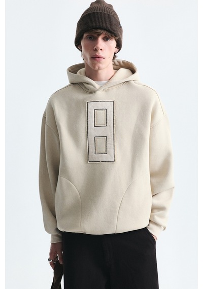 Vamos Numara Baskılı Oversize Sweatshirt Bej